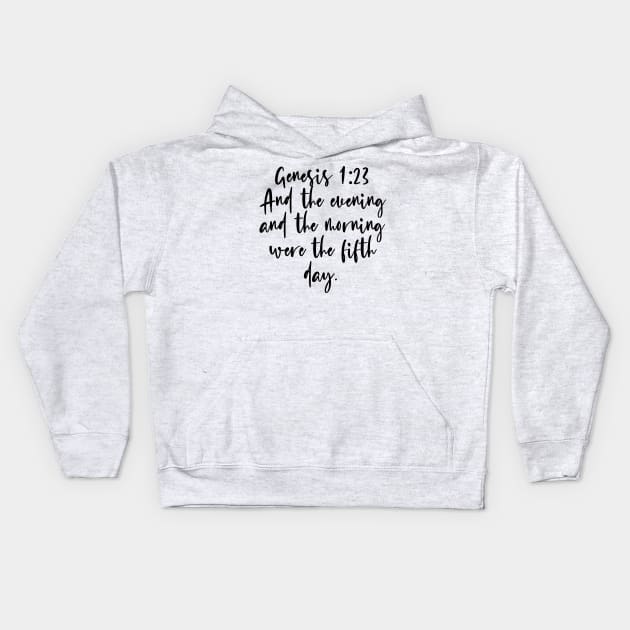 Genesis 1:23 Bible Verse Kids Hoodie by Bible All Day 